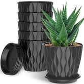 GDJUQZ 6-pack plant pots with drainage holes promote healthy roots and mess-free watering.