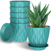 GDJUQZ 7-inch pot with drainage hole and tray reduces water mess indoors.