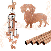 GDNSFIT dachshund wind chime outdoor close-up with bells and beads for garden ambience.