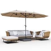 GDPFN 15ft patio umbrella opened with base included provides wide shade