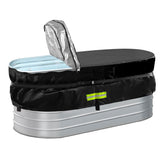 Gecic horse trough oval cover on a 4ft stock tank keeps water clean and temperature stable.
