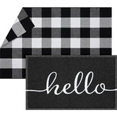 Geelin Hello Doormat embroidery adds a welcoming focal point to entryways
