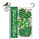 GEEORY St Patrick's Day flag with shamrock hearts for welcoming outdoor spaces.
