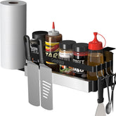 Geesta Upgraded Griddle Caddy full-design view saves counter space on Blackstone.