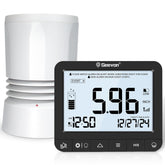 Geevon digital rain gauge outdoor with alarm display shows real-time rainfall for gardens.