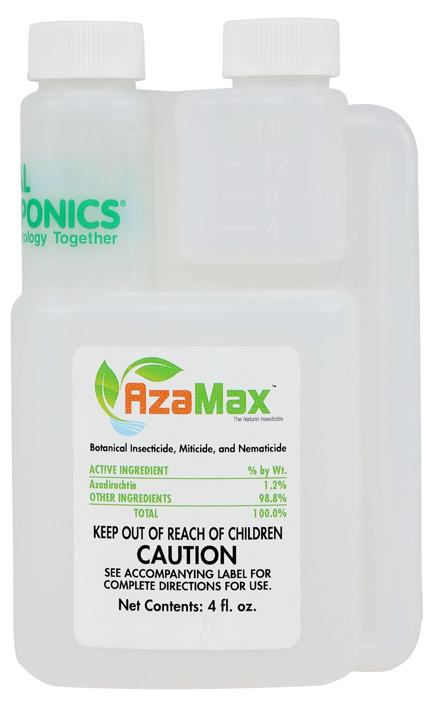 General Hydroponics AzaMax bottle orange for natural pest control in gardens and hydroponics.