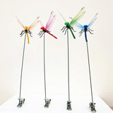 Generic 3D Dragonfly Clip blue on garden stake for decor and pest deterrence