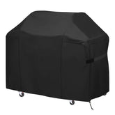 Generic 63-inch grill cover on Weber Genesis 300 series, protecting from rain and sun.