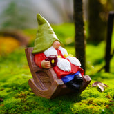 Generic drinking coffee gnome 6.5-inch statue adds whimsical charm to patios and gardens.