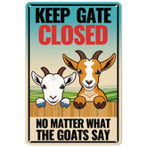 Generic Goat Sign Decor Keep Gate Closed with high-visibility messaging for fences.