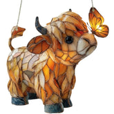 Generic Highland Cow Butterfly Suncatcher with amber tones brightens windows and cozy spaces