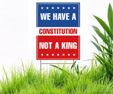 Generic No Kings In America protest sign front view with bold messages for high visibility.