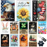 Generic Seasonal Garden Flags set, double-sided design boosts year-round curb appeal.