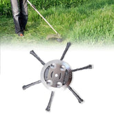 Generic steel wire trimmer head close-up with six blades for fast cutting