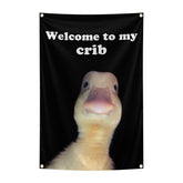 Generic Welcome to My Crib Flag front view, bright print for dorms and living spaces.