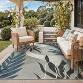 GENIMO leaf-boho rug 5x8 showcases a vibrant leaf pattern for patio or living room use.