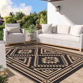 GENIMO outdoor rug 5x8 black brown geometry for patio seating