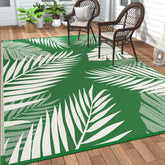 GENIMO outdoor rug 5x8 palm-leaf double-sided design for versatile patio styling.