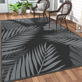 GENIMO outdoor rug palm leaf pattern for patio and beach setups.