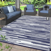 GENIMO outdoor rug 6x9 in blue and white for patios and decks