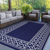 GENIMO outdoor rug with geometric diamond frame for stylish patio decor