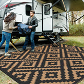 GENIMO outdoor rug waterproof 10x10, reversible, ideal for patio and deck protection.
