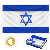 Geodurn Israel flag 3x5 ft outdoors with brass grommets for secure display.