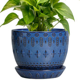 G EPGardening plant pot 5inch blue front view for indoor decor and plant health.