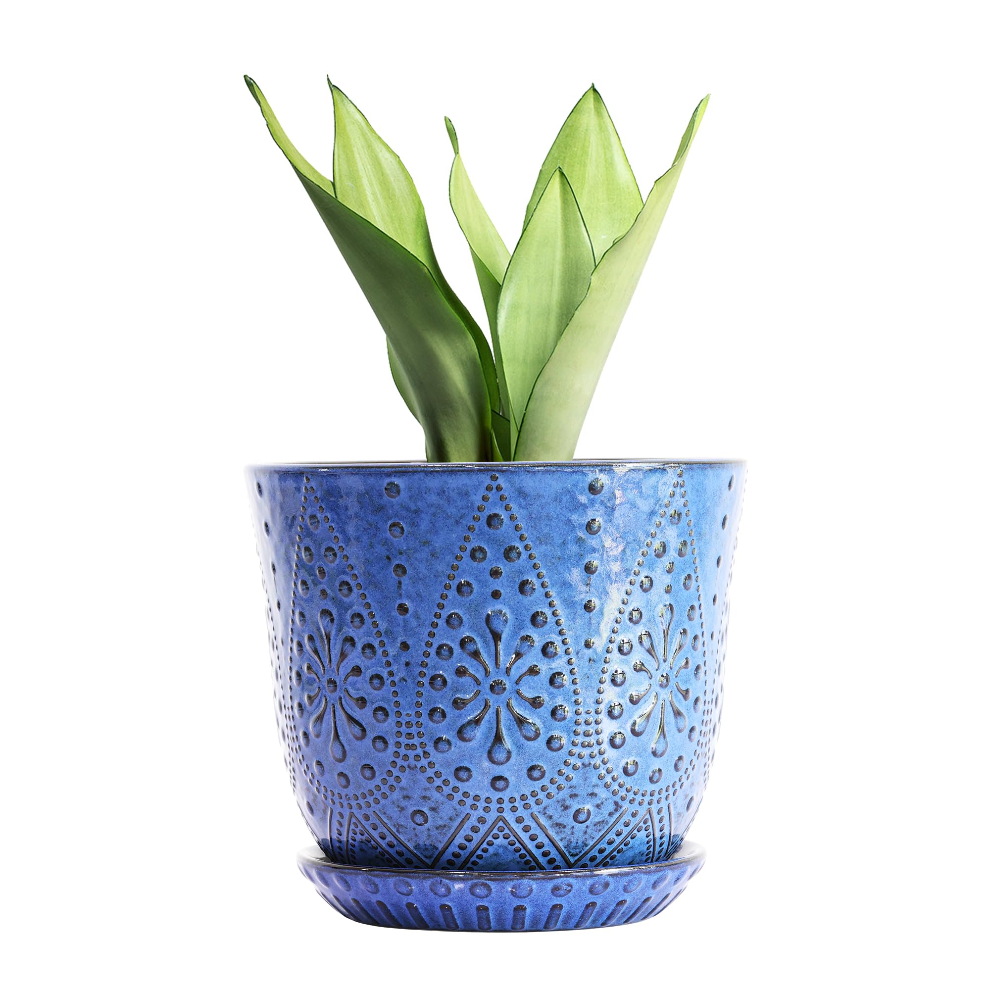 Gepege 8-inch ceramic pot with drainage holes and mesh pad for soil containment