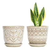 Gepege Beaded Ceramic Planter 6-Inch top view, cream-white finish for indoor decor.