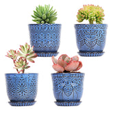 Gepege blue 4-inch ceramic succulent pot with drainage holes for healthy root drainage