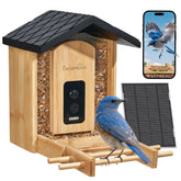 GESENWIN bamboo smart bird feeder camera view daily visits in high clarity