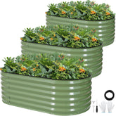 G GOOD GAIN galvanized raised bed kit in olive green for compact, productive gardens.