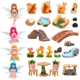 GGSTDDUP fairy garden set complete with four flower fairies for enchanting miniature scenes.