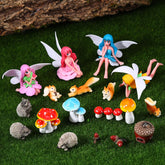 GGSTDDUP fairy garden set with four flower fairies for outdoor terrariums and desk decor.