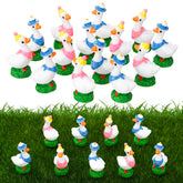 GGSTDDUP mini resin goose with birthday hat for cheerful desk decor