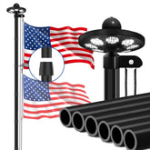 GHOSOONE heavy-duty flag pole 25ft with solar light for bright nighttime visibility.