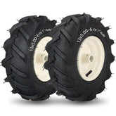 GICOOL left wheel with rugged 4-ply tread for soil traction.
