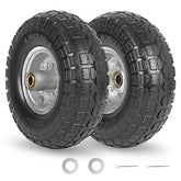 GICOOL 410-350-4 solid tire front view highlights puncture-resistant, inflate-free performance for carts