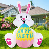 GIFTFIND Easter Bunny inflatable front view with vibrant pink colors for festive outdoor decor.
