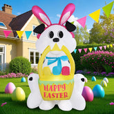 GIFTFIND Easter inflatable dog front view with bunny ears for festive yard display