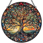 Giftway Tree of Life suncatcher window hanging with vibrant stained glass