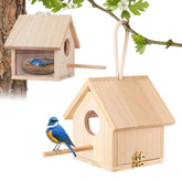 GINDOOR blue bird house with outdoor pole for easy hanging.