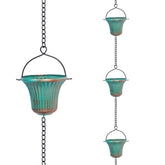 giole rain chain full length with 12 cups for decorative garden water flow
