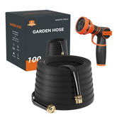 Giraffe Tools garden hose 100ft extended for effortless yard watering.