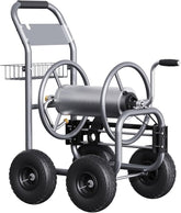 Giraffe Tools heavy-duty hose reel cart front view with 250 ft capacity for wide reach