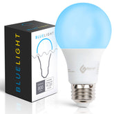 Green Light Innovations GLI blue light bulb in standard mode delivering bright 800 lumens.