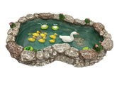 GlitZGlam Duck Pond with mother duck and ducklings for a charming fairy garden display.