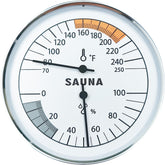Globotech sauna thermometer-hygrometer front dial for clear readings during sessions