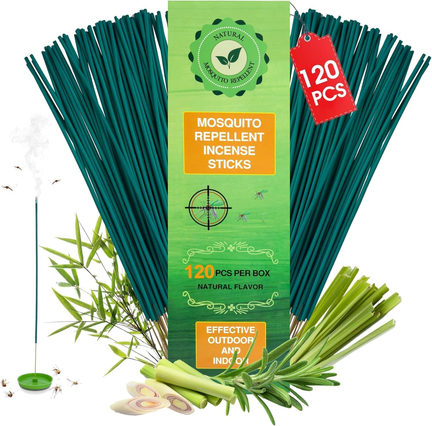 Glovv 120-pack mosquito repellent incense sticks in package for easy outdoor protection.